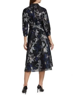 Teri Jon By Rickie Freeman Belted Shimmer Jacquard Tea-Length Dress -Rickie Freeman Sales 2022 unnamed file 389