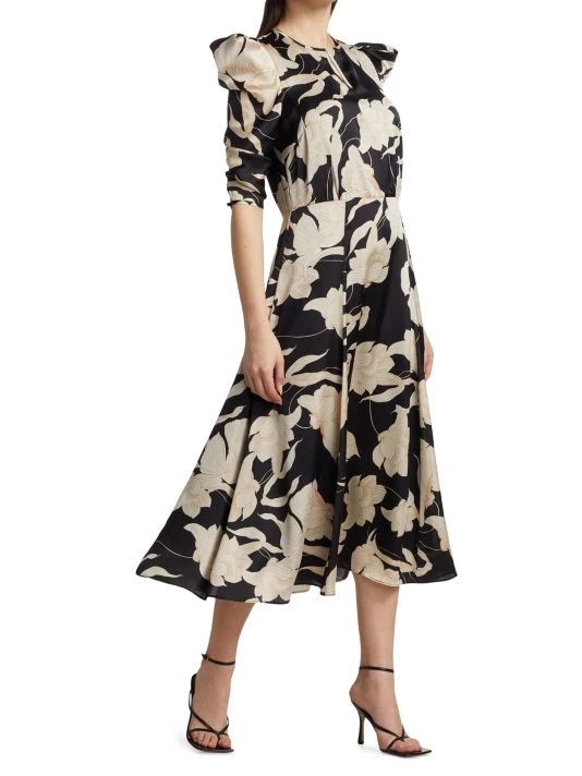 Teri Jon By Rickie Freeman Printed Puff-Shoulder Cocktail Dress 4 Teri Jon By Rickie Freeman Printed Puff-Shoulder Cocktail Dress - Image 2