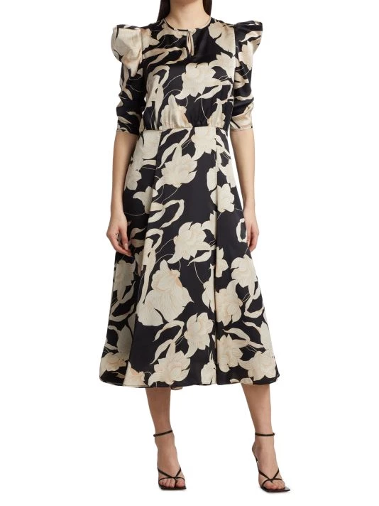 Teri Jon By Rickie Freeman Printed Puff-Shoulder Cocktail Dress 5 Teri Jon By Rickie Freeman Printed Puff-Shoulder Cocktail Dress - Image 3