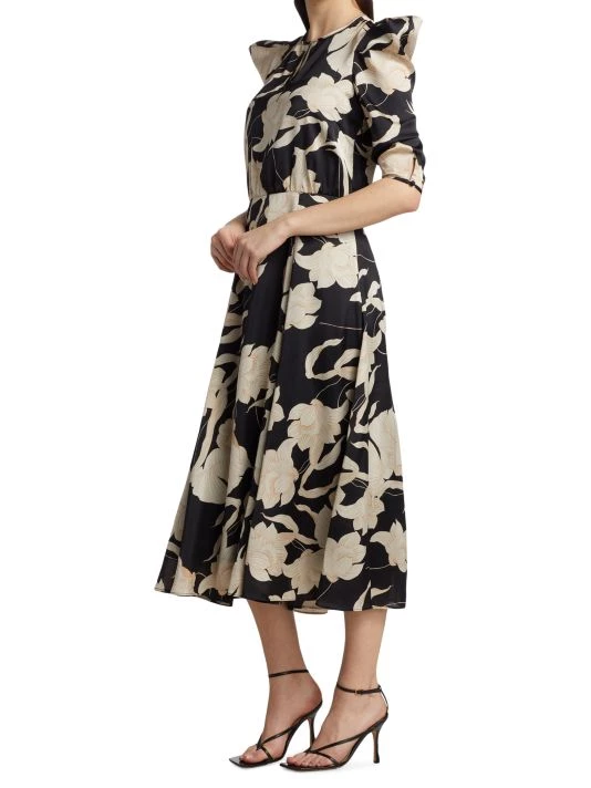 Teri Jon By Rickie Freeman Printed Puff-Shoulder Cocktail Dress 6 Teri Jon By Rickie Freeman Printed Puff-Shoulder Cocktail Dress - Image 4