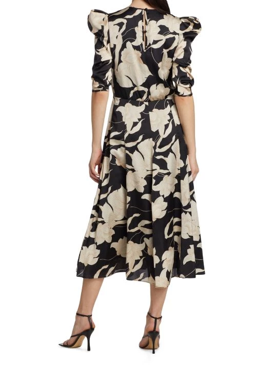 Teri Jon By Rickie Freeman Printed Puff-Shoulder Cocktail Dress 7 Teri Jon By Rickie Freeman Printed Puff-Shoulder Cocktail Dress - Image 5