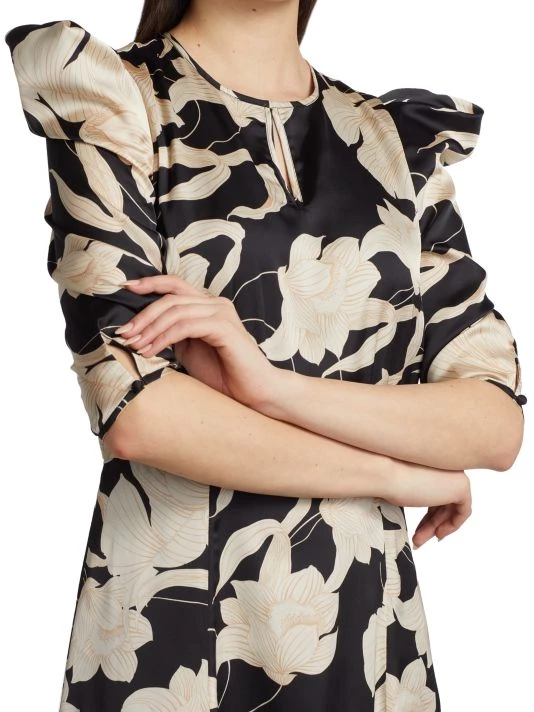 Teri Jon By Rickie Freeman Printed Puff-Shoulder Cocktail Dress 8 Teri Jon By Rickie Freeman Printed Puff-Shoulder Cocktail Dress - Image 6