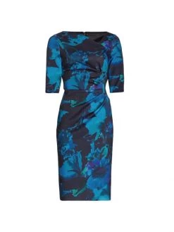 Teri Jon By Rickie Freeman Printed Scuba Knee-Length Dress