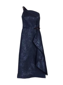 Teri Jon By Rickie Freeman Embellished One-Shoulder Midi-Dress