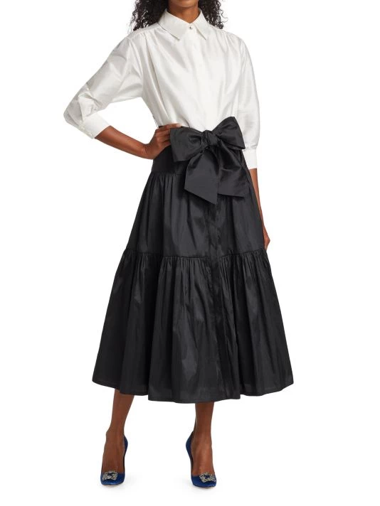 Teri Jon By Rickie Freeman Two-Tone Bow Shirt Dress 4 Teri Jon By Rickie Freeman Two-Tone Bow Shirt Dress - Image 2
