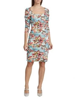Teri Jon By Rickie Freeman Floral Ruched Knee-Length Dress -Rickie Freeman Sales 2022 unnamed file 436