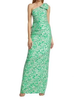 Teri Jon By Rickie Freeman One-Shoulder Jacquard Bow Gown -Rickie Freeman Sales 2022 unnamed file 443