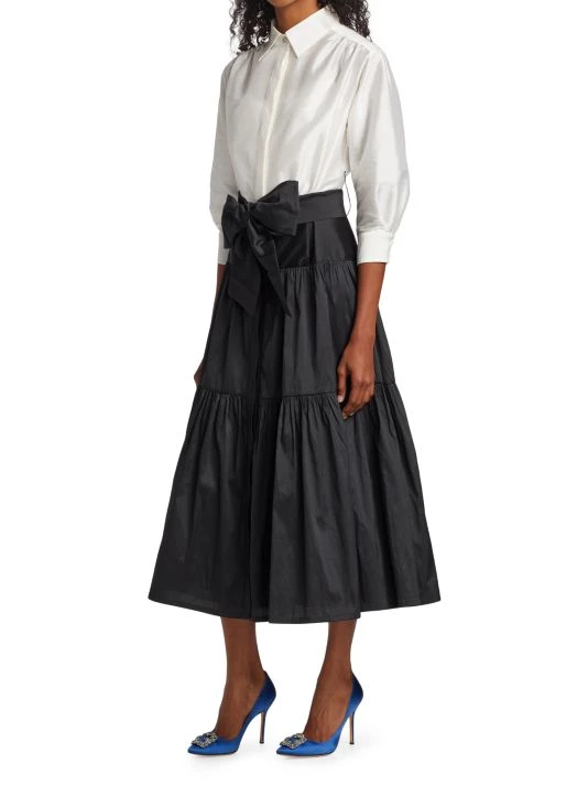 Teri Jon By Rickie Freeman Two-Tone Bow Shirt Dress 6 Teri Jon By Rickie Freeman Two-Tone Bow Shirt Dress - Image 4