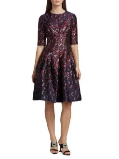Teri Jon By Rickie Freeman Pleated Floral Jacquard Dress -Rickie Freeman Sales 2022 unnamed file 450