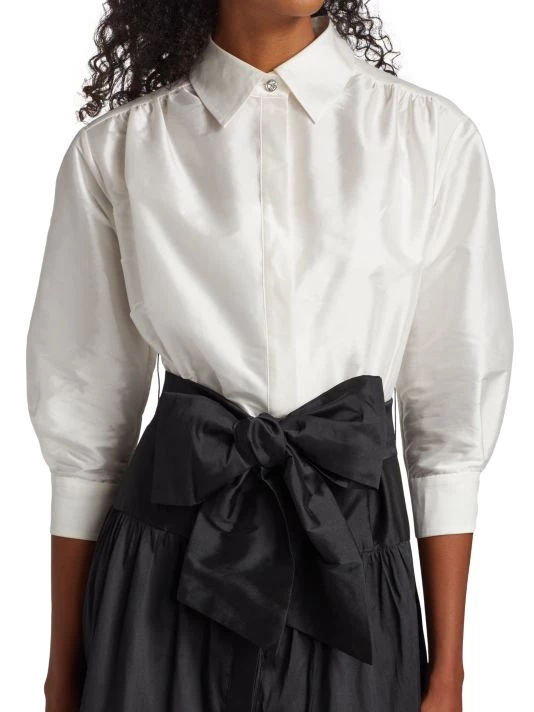 Teri Jon By Rickie Freeman Two-Tone Bow Shirt Dress 8 Teri Jon By Rickie Freeman Two-Tone Bow Shirt Dress - Image 6