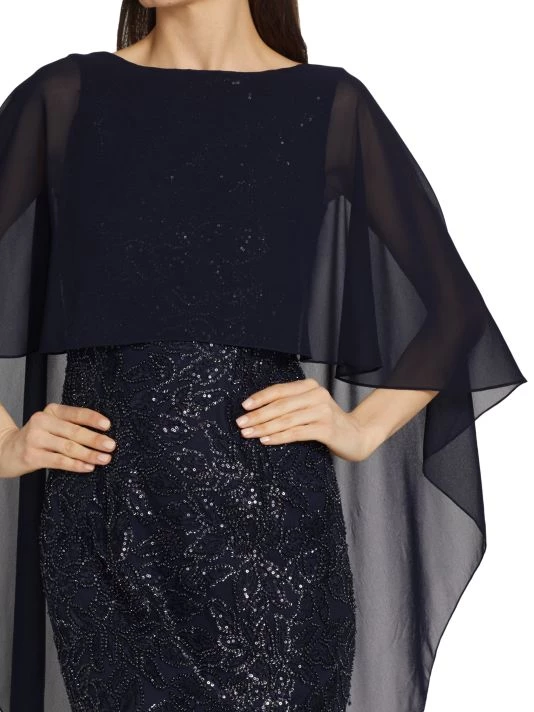 Teri Jon By Rickie Freeman Capelet Gown 8 Teri Jon By Rickie Freeman Capelet Gown - Image 6