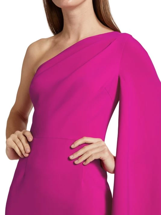 Teri Jon By Rickie Freeman One-Shoulder Crepe Gown 8 Teri Jon By Rickie Freeman One-Shoulder Crepe Gown - Image 6