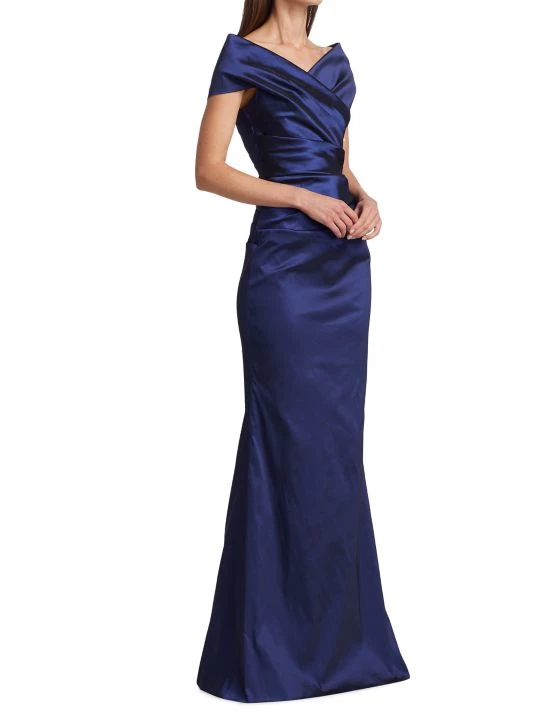 Teri Jon By Rickie Freeman Taffeta Gown Slate 4 Teri Jon By Rickie Freeman Taffeta Gown Slate - Image 2