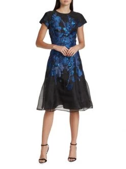Teri Jon By Rickie Freeman Metallic Floral Knee-Length Dress -Rickie Freeman Sales 2022 unnamed file 519
