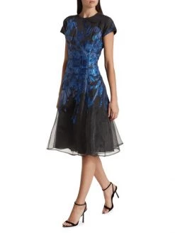 Teri Jon By Rickie Freeman Metallic Floral Knee-Length Dress -Rickie Freeman Sales 2022 unnamed file 521