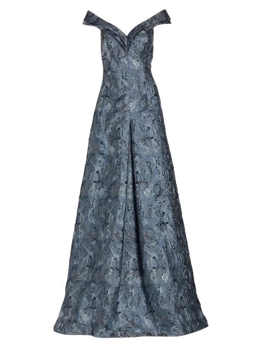 Teri Jon By Rickie Freeman Off-The-Shoulder Jacquard Gown 3 Teri Jon By Rickie Freeman Off-The-Shoulder Jacquard Gown