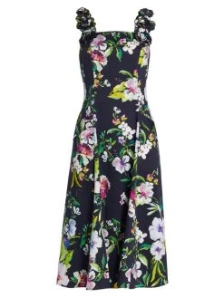 Teri Jon By Rickie Freeman Cotton Floral Dress