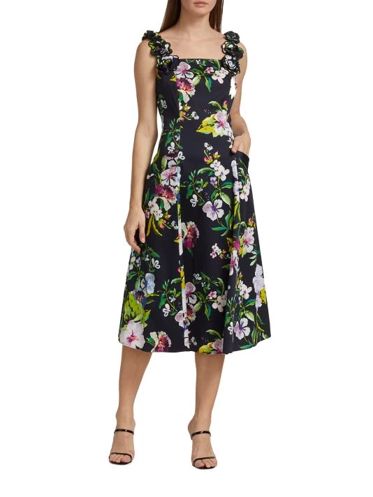 Teri Jon By Rickie Freeman Cotton Floral Dress 4 Teri Jon By Rickie Freeman Cotton Floral Dress - Image 2