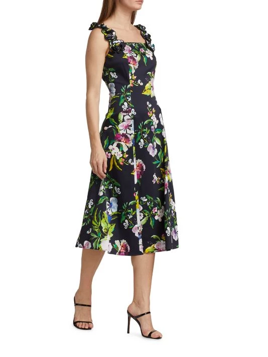 Teri Jon By Rickie Freeman Cotton Floral Dress 5 Teri Jon By Rickie Freeman Cotton Floral Dress - Image 3