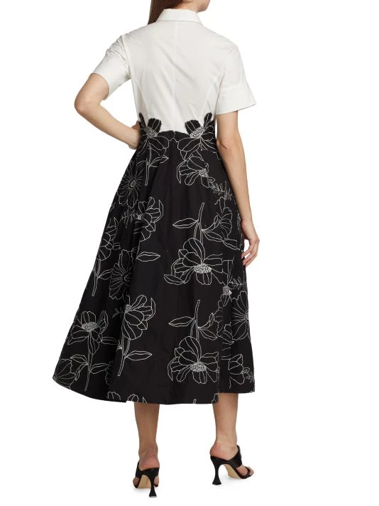 Teri Jon By Rickie Freeman Short-Sleeve Flower-Embroidered Shirt Dress 7 Teri Jon By Rickie Freeman Short-Sleeve Flower-Embroidered Shirt Dress - Image 5