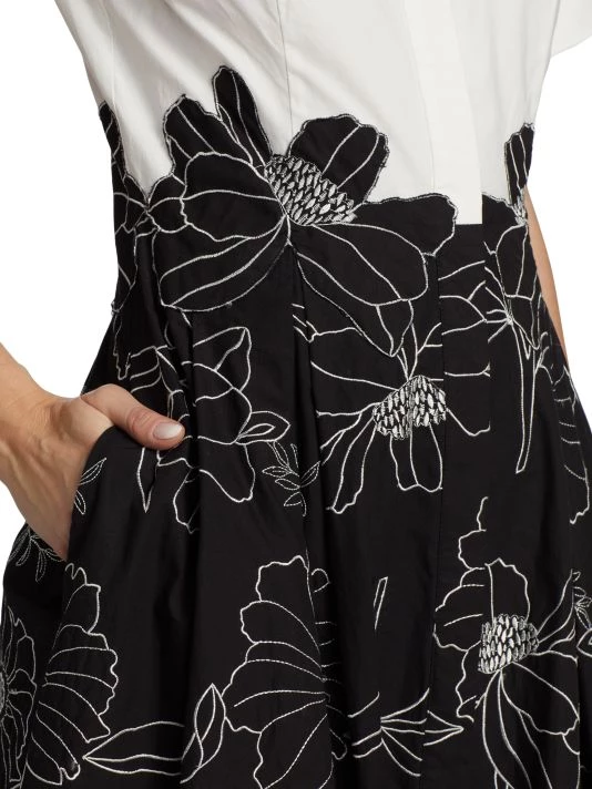 Teri Jon By Rickie Freeman Short-Sleeve Flower-Embroidered Shirt Dress 8 Teri Jon By Rickie Freeman Short-Sleeve Flower-Embroidered Shirt Dress - Image 6