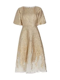 Teri Jon By Rickie Freeman Metallic Jacquard A-Line Dress Gold Sage Multi -Rickie Freeman Sales 2022 unnamed file 56