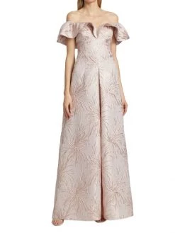 Teri Jon By Rickie Freeman Metallic Off-The-Shoulder Gown -Rickie Freeman Sales 2022 unnamed file 562