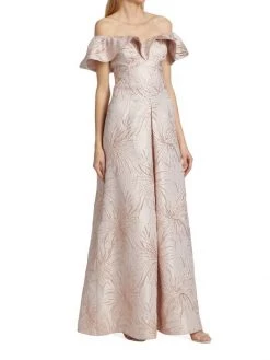 Teri Jon By Rickie Freeman Metallic Off-The-Shoulder Gown -Rickie Freeman Sales 2022 unnamed file 563