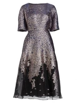 Teri Jon By Rickie Freeman Metallic Jacquard A-Line Dress Gold Sage Multi -Rickie Freeman Sales 2022 unnamed file 57