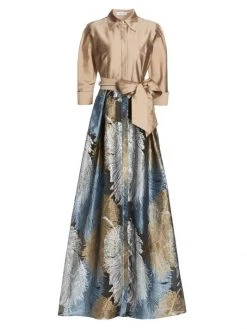 Rickie Freeman Sales 2022 24 Teri Jon By Rickie Freeman Two-Tone Jacquard Gown