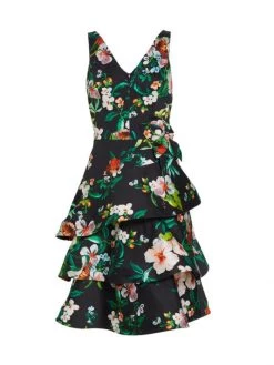 Teri Jon By Rickie Freeman Floral A-Line Dress