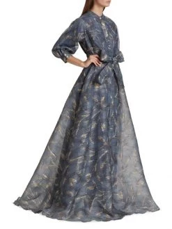 Teri Jon By Rickie Freeman Metallic Jacquard Shirtwaist Gown -Rickie Freeman Sales 2022 unnamed file 637