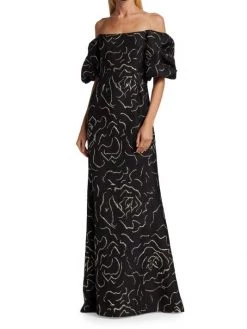 Teri Jon By Rickie Freeman Metallic Jacquard Off-The-Shoulder Gown -Rickie Freeman Sales 2022 unnamed file 64