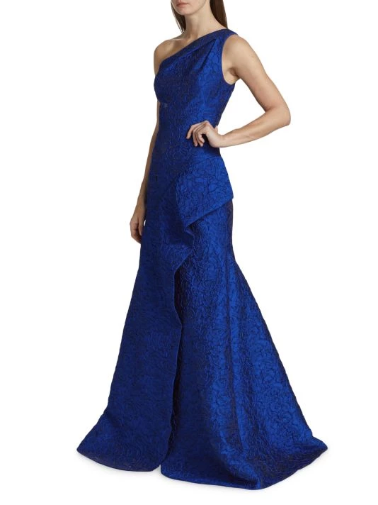 Teri Jon By Rickie Freeman Floral Lace Asymmetric Gown 4 Teri Jon By Rickie Freeman Floral Lace Asymmetric Gown - Image 2