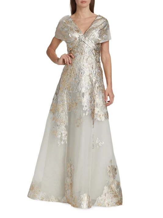 Teri Jon By Rickie Freeman Metallic Jacquard Ball Gown 4 Teri Jon By Rickie Freeman Metallic Jacquard Ball Gown - Image 2