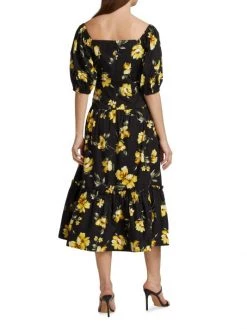 Teri Jon By Rickie Freeman Tiered Floral Puff-Sleeve Midi-Dress -Rickie Freeman Sales 2022 unnamed file 726