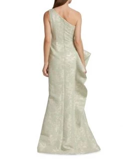 Teri Jon By Rickie Freeman Ruffled One-Shoulder Floral-Jacquard Gown -Rickie Freeman Sales 2022 unnamed file 733