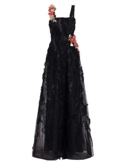 Teri Jon By Rickie Freeman Metallic Tiered Gown