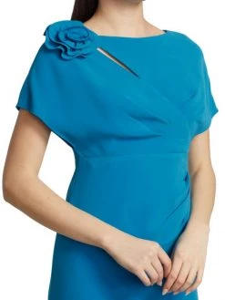 Teri Jon By Rickie Freeman Flower Shoulder Crepe Cocktail Dress -Rickie Freeman Sales 2022 unnamed file 762