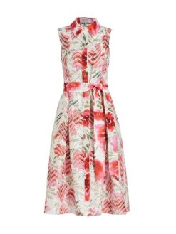 Teri Jon By Rickie Freeman Eyelet Belted Cocktail Dress