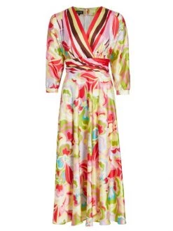 Teri Jon By Rickie Freeman Floral V-Neck Cocktail Dress