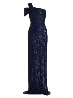 Teri Jon By Rickie Freeman One-Shoulder Sequin Gown