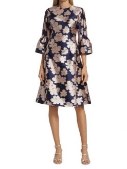 Teri Jon By Rickie Freeman Satin Bell-Sleeve Dress -Rickie Freeman Sales 2022 unnamed file 822