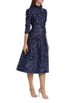 Teri Jon By Rickie Freeman Metallic Jacquard High-Neck Midi-Dress -Rickie Freeman Sales 2022 unnamed file 836