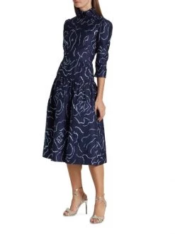 Teri Jon By Rickie Freeman Metallic Jacquard High-Neck Midi-Dress -Rickie Freeman Sales 2022 unnamed file 837