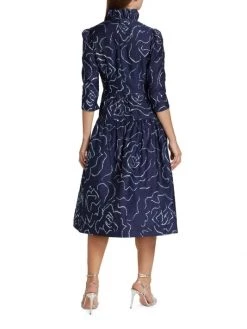 Teri Jon By Rickie Freeman Metallic Jacquard High-Neck Midi-Dress -Rickie Freeman Sales 2022 unnamed file 838