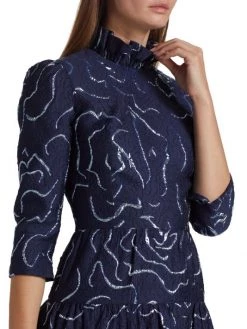 Teri Jon By Rickie Freeman Metallic Jacquard High-Neck Midi-Dress -Rickie Freeman Sales 2022 unnamed file 839