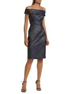 Teri Jon By Rickie Freeman Metallic Off-The-Shoulder Cocktail Dress -Rickie Freeman Sales 2022 unnamed file 843