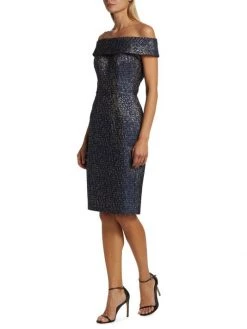Teri Jon By Rickie Freeman Metallic Off-The-Shoulder Cocktail Dress -Rickie Freeman Sales 2022 unnamed file 844