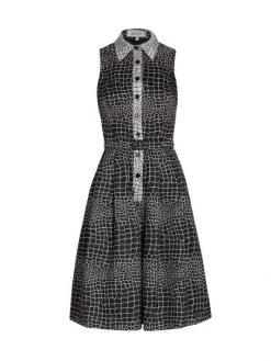 Teri Jon By Rickie Freeman Giraffe-Print Sleeveless Shirtdress